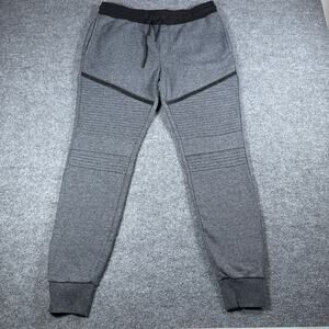Guess Men's Fleece Joggers - Gray / Black Tapered Leg - Elastic Waist & Leg